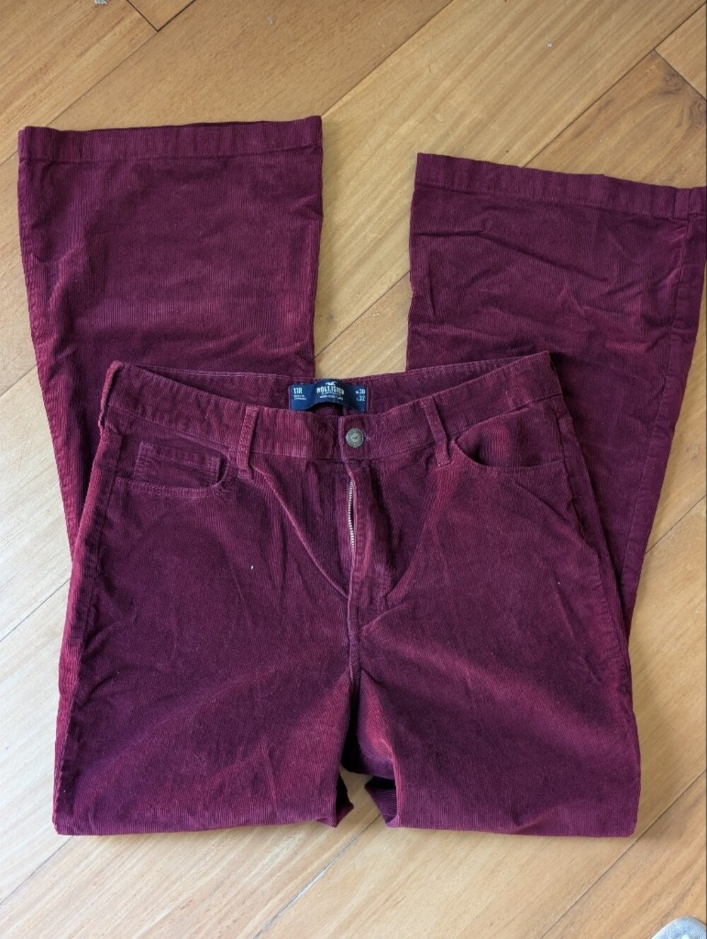 Hollister Women's Burgundy Corduroy Boot Cut Pants
